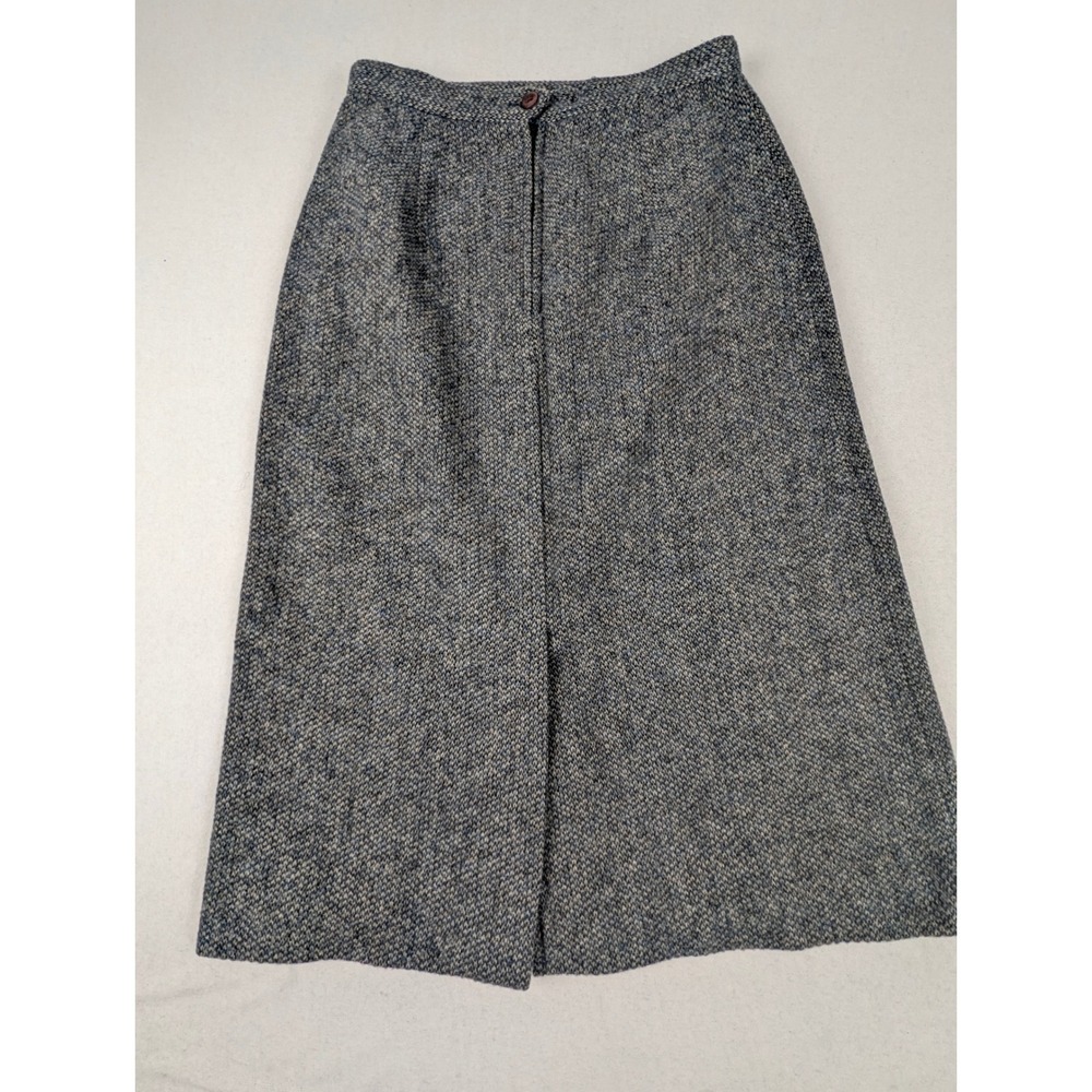 Prestige of Boston Tweed Marled Wool Pencil Skirt Blue Gray High Waist 25 VTG - Picture 3 of 13